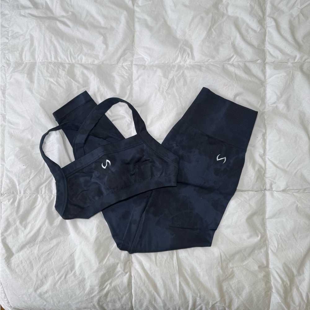 Women's Tie Dye Navy Workout Set